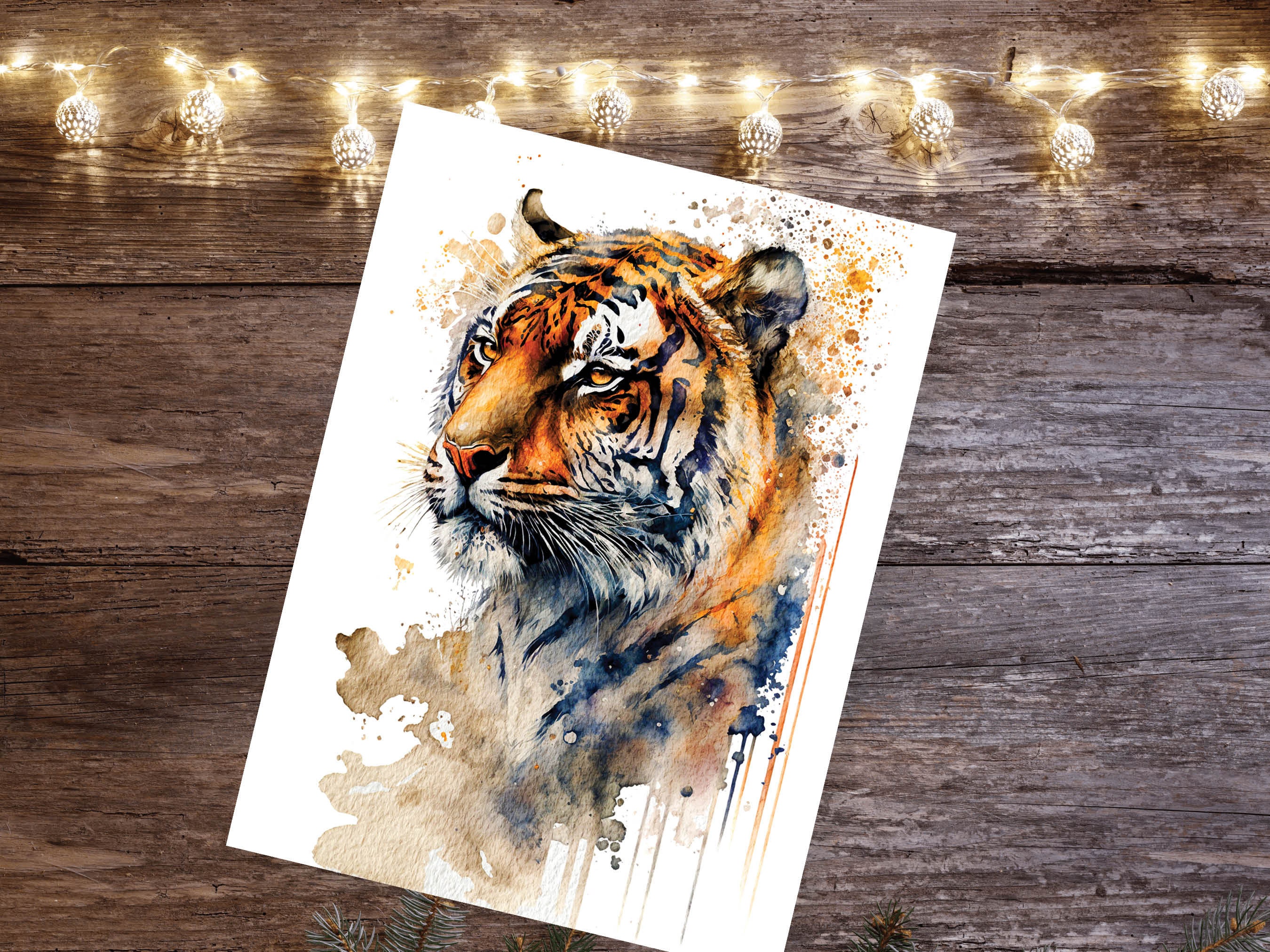 Year of the Tiger Birthday Card Big Cat Notelets Wild Animal Art Thinking Of You Happy Birthday Watercolour Painting Greeting Cards - View 8