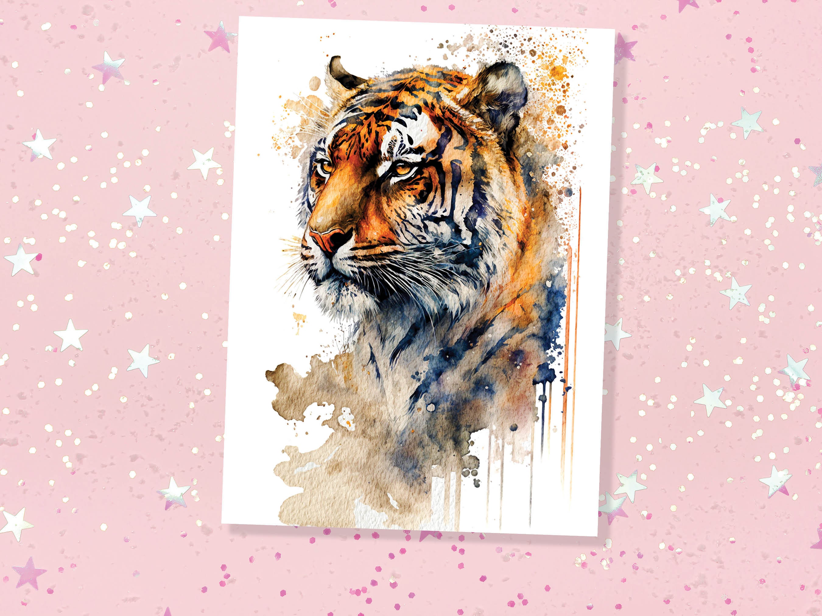 Year of the Tiger Birthday Card Big Cat Notelets Wild Animal Art Thinking Of You Happy Birthday Watercolour Painting Greeting Cards - View 4