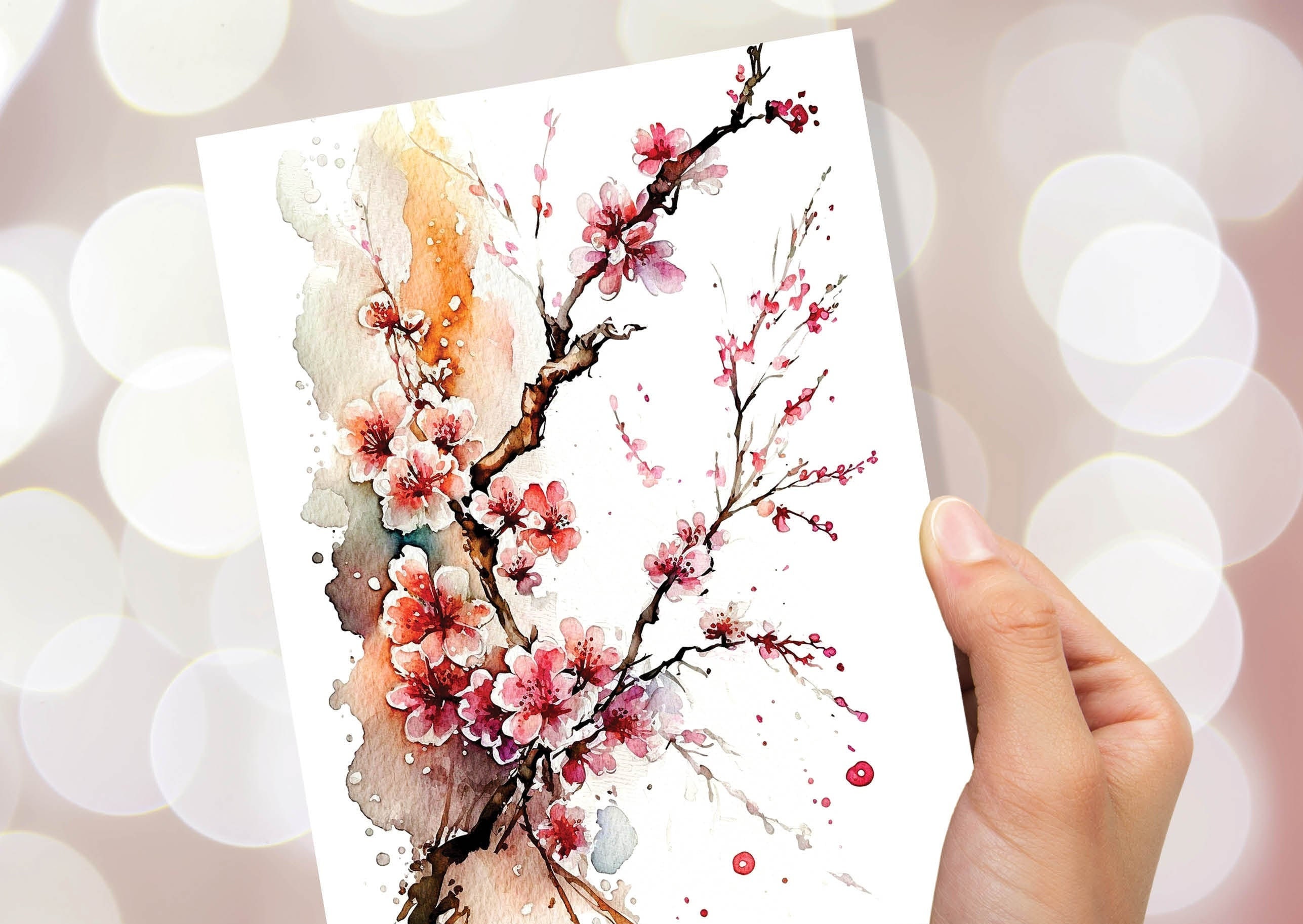 Japanese Cherry Blossom Card Pink Floral Flowers Mothering Sunday Happy Mothers Day Cards from Daughter Mum Birthday Cards BFF Greeting Card - View 7
