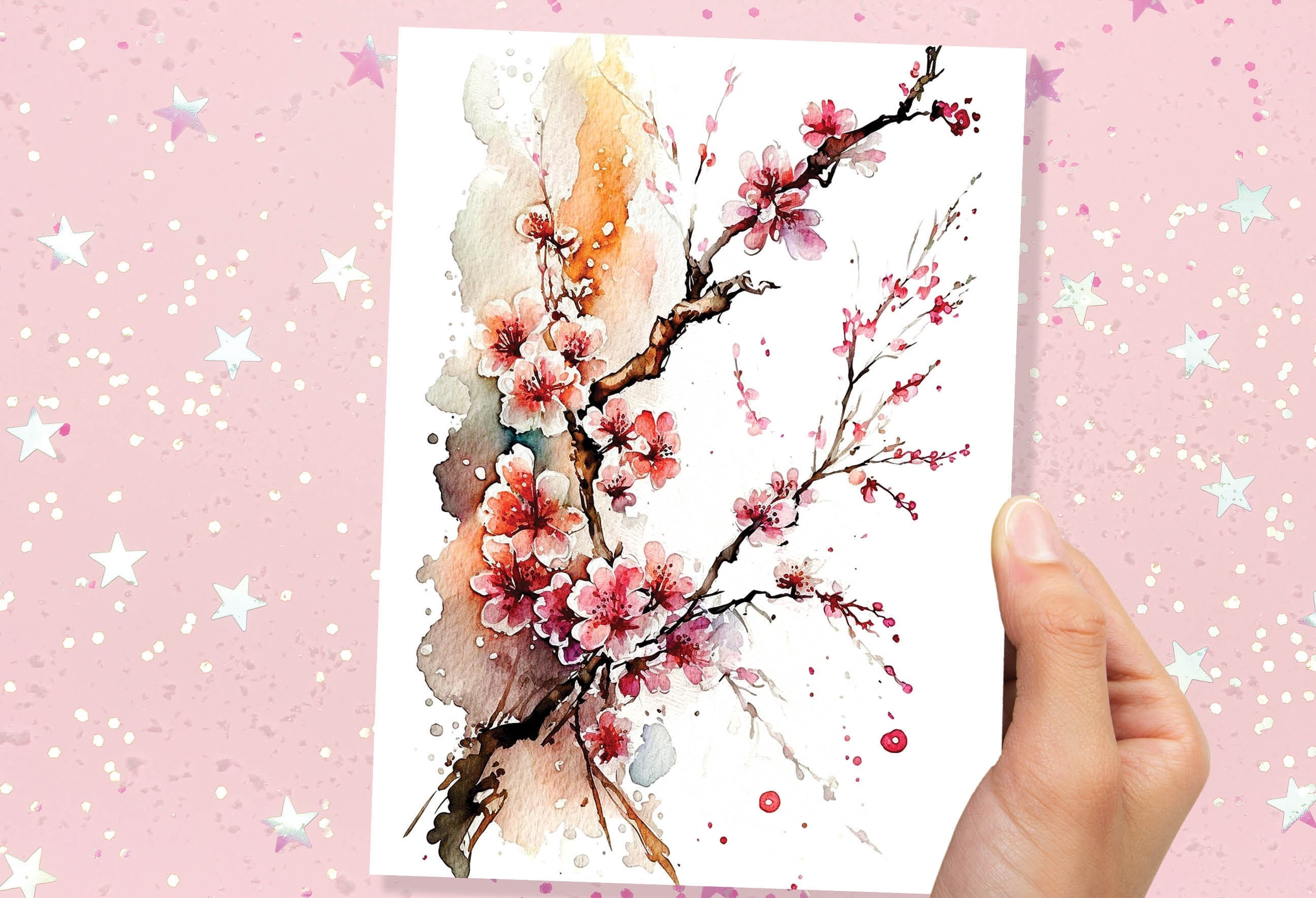 Japanese Cherry Blossom Card Pink Floral Flowers Mothering Sunday Happy Mothers Day Cards from Daughter Mum Birthday Cards BFF Greeting Card - View 5