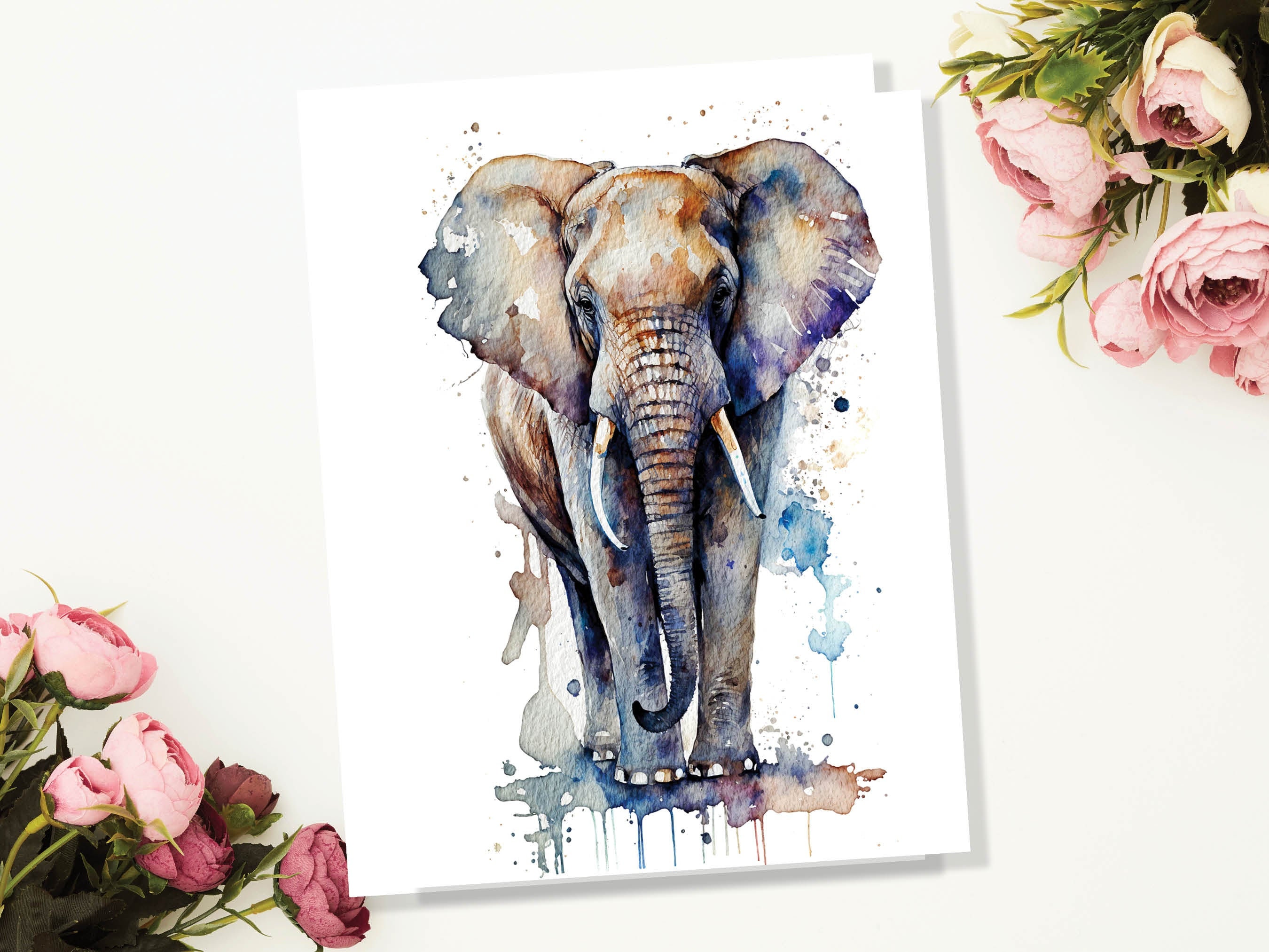 Elephant Greeting Card Watercolour Art Birthday Cards Never Forget Encouraging Good Luck Support Sympathy Alzheimers Dementia Remembrance - View 3
