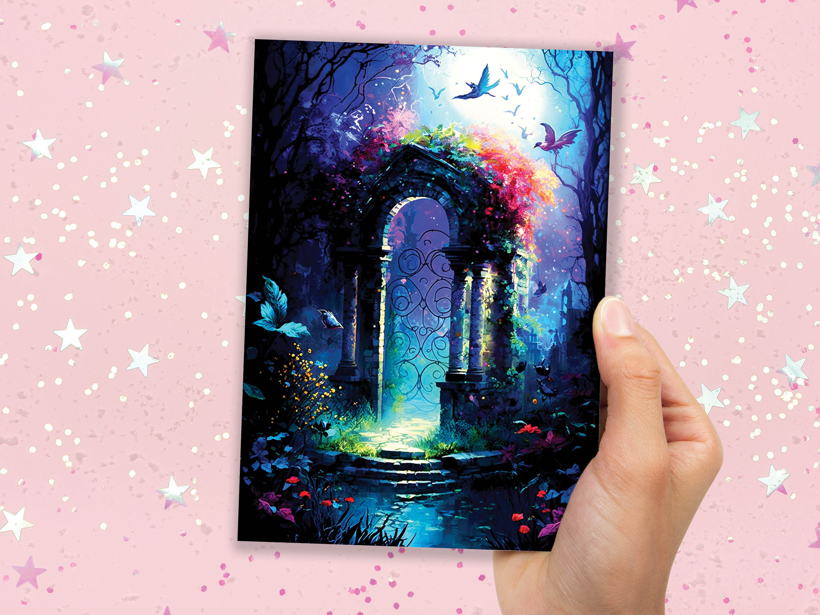 Secret Fairy Garden Greeting Card Magical Enchanting Fairytale Midsummer Nights Dream Enchanted Doorway New Adventure Cards Summer Notes - View 4