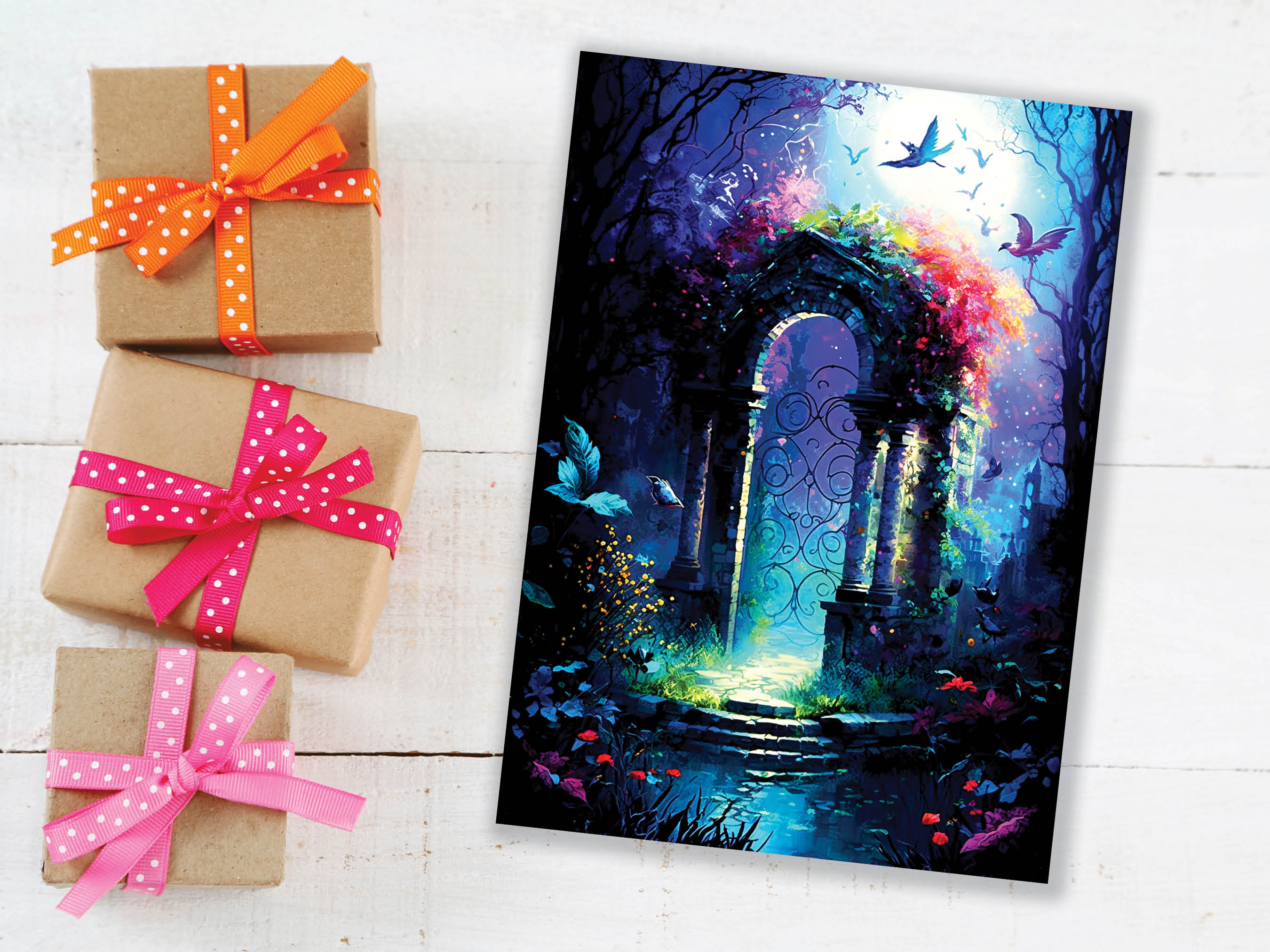 Secret Fairy Garden Greeting Card Magical Enchanting Fairytale Midsummer Nights Dream Enchanted Doorway New Adventure Cards Summer Notes - View 5