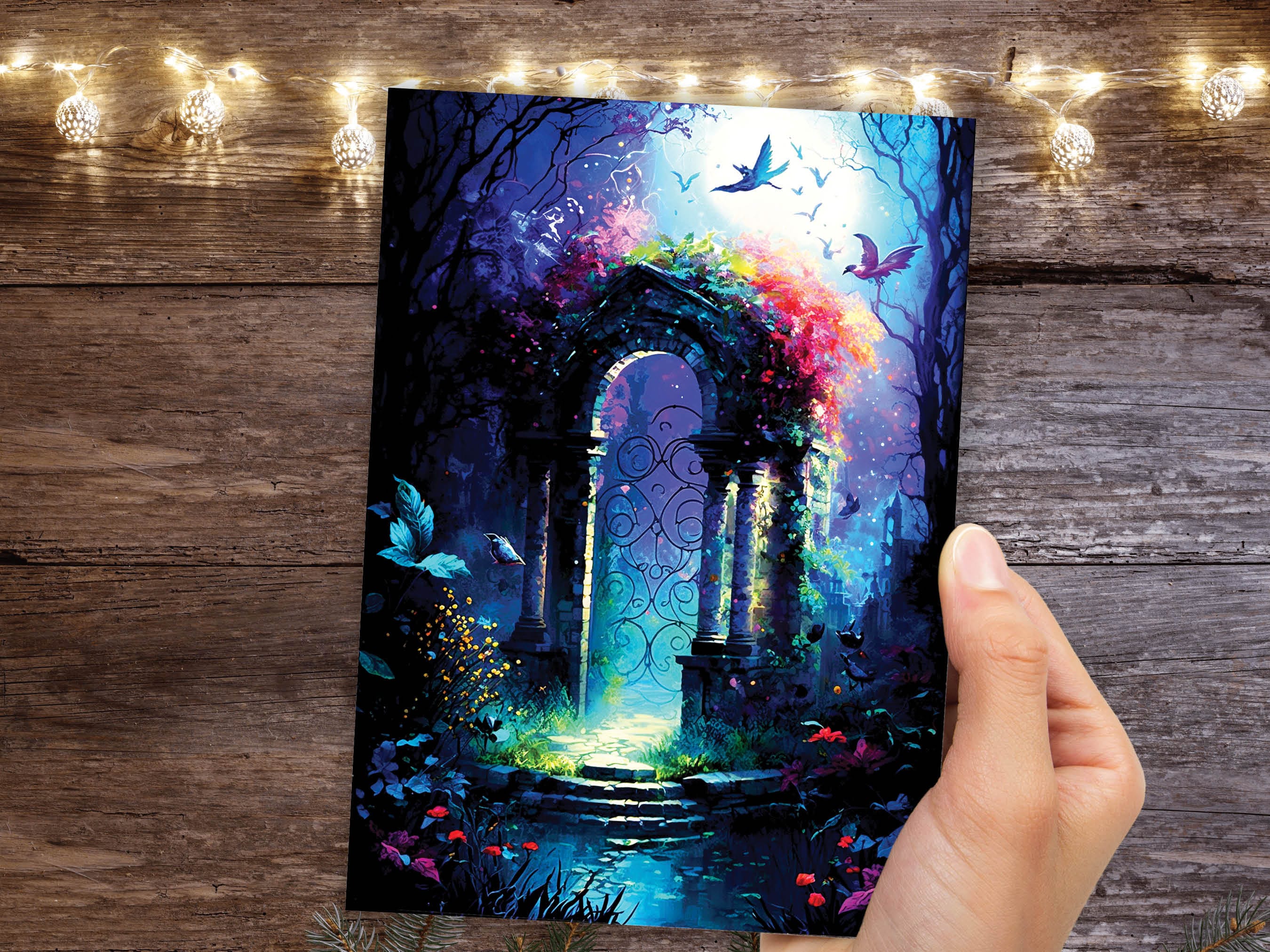 Secret Fairy Garden Greeting Card Magical Enchanting Fairytale Midsummer Nights Dream Enchanted Doorway New Adventure Cards Summer Notes - View 8