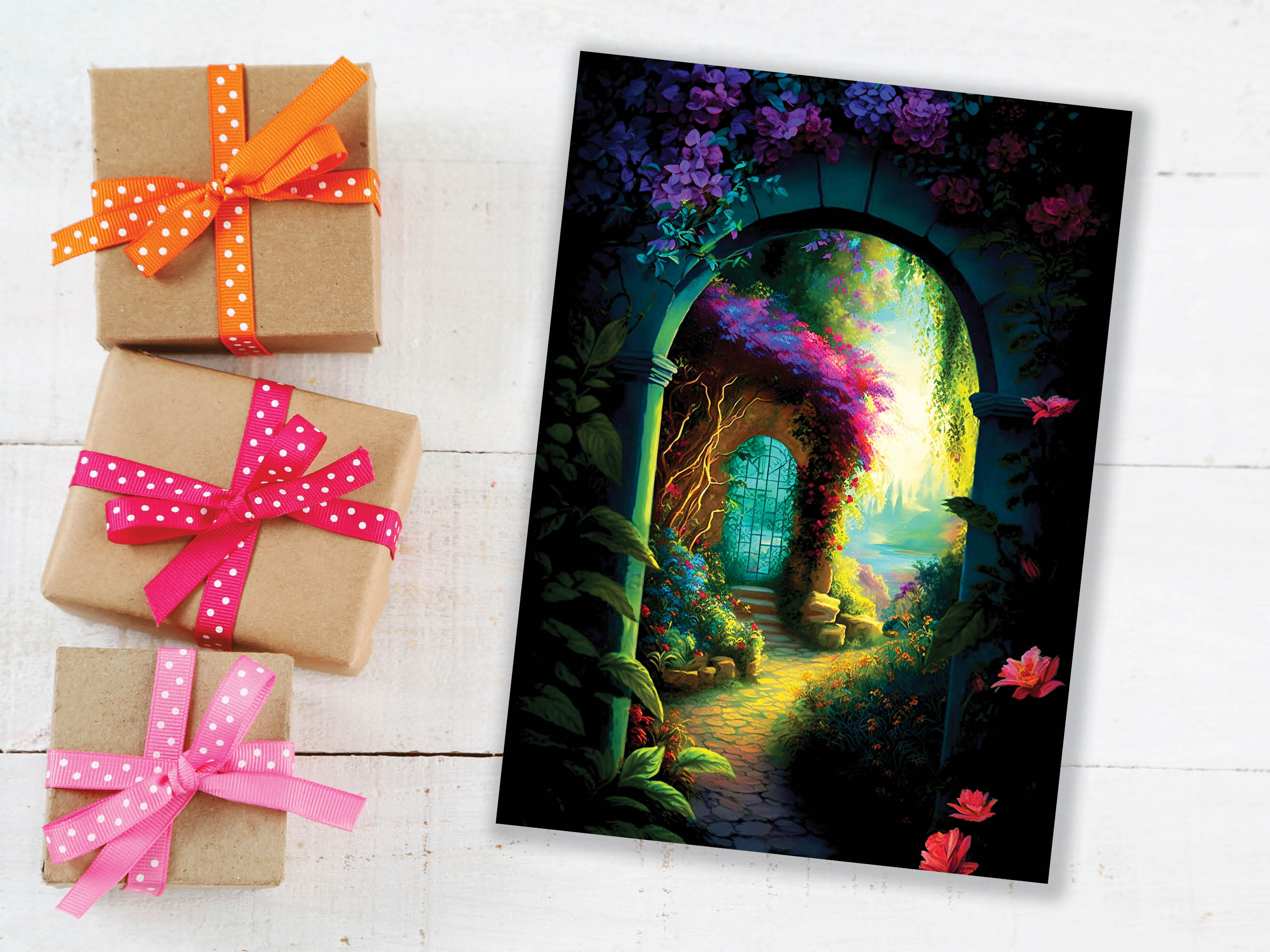 Summer Garden Thank You Cards Magical Mediterranean Path New Adventures Moving Retiring Leaving Emigrating Travelling Travel Greeting Card - View 6