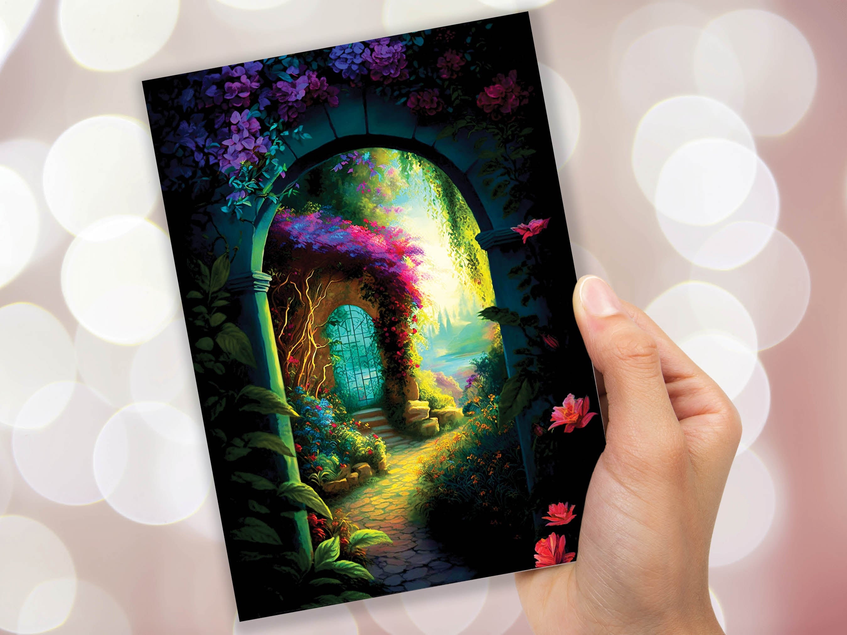 Summer Garden Thank You Cards Magical Mediterranean Path New Adventures Moving Retiring Leaving Emigrating Travelling Travel Greeting Card - View 8