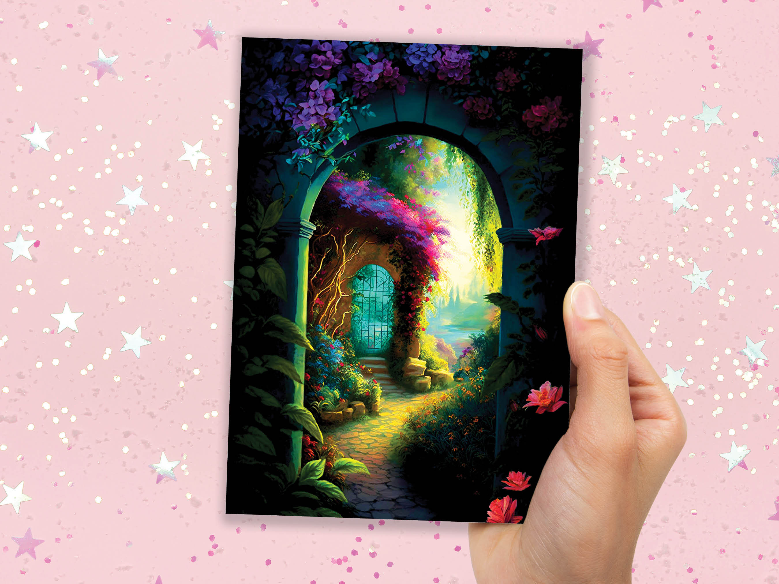 Summer Garden Thank You Cards Magical Mediterranean Path New Adventures Moving Retiring Leaving Emigrating Travelling Travel Greeting Card - View 5