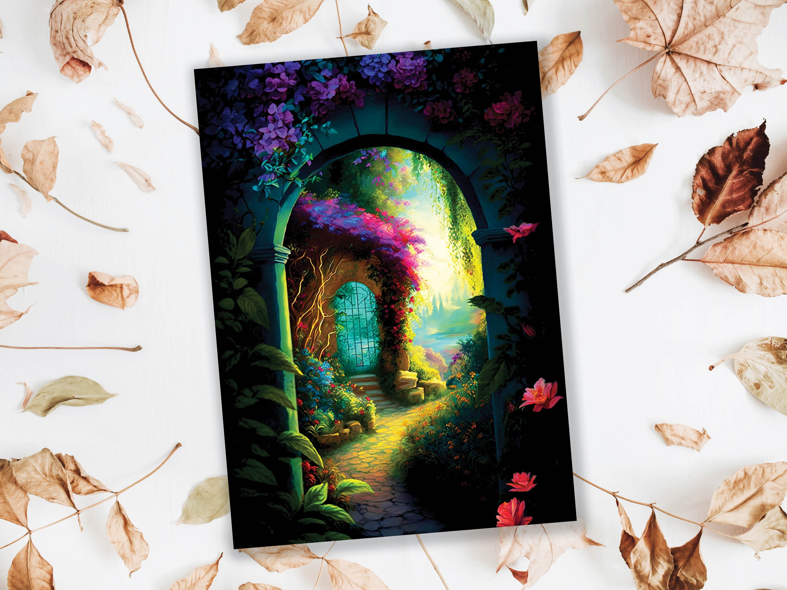 Summer Garden Thank You Cards Magical Mediterranean Path New Adventures Moving Retiring Leaving Emigrating Travelling Travel Greeting Card - View 7