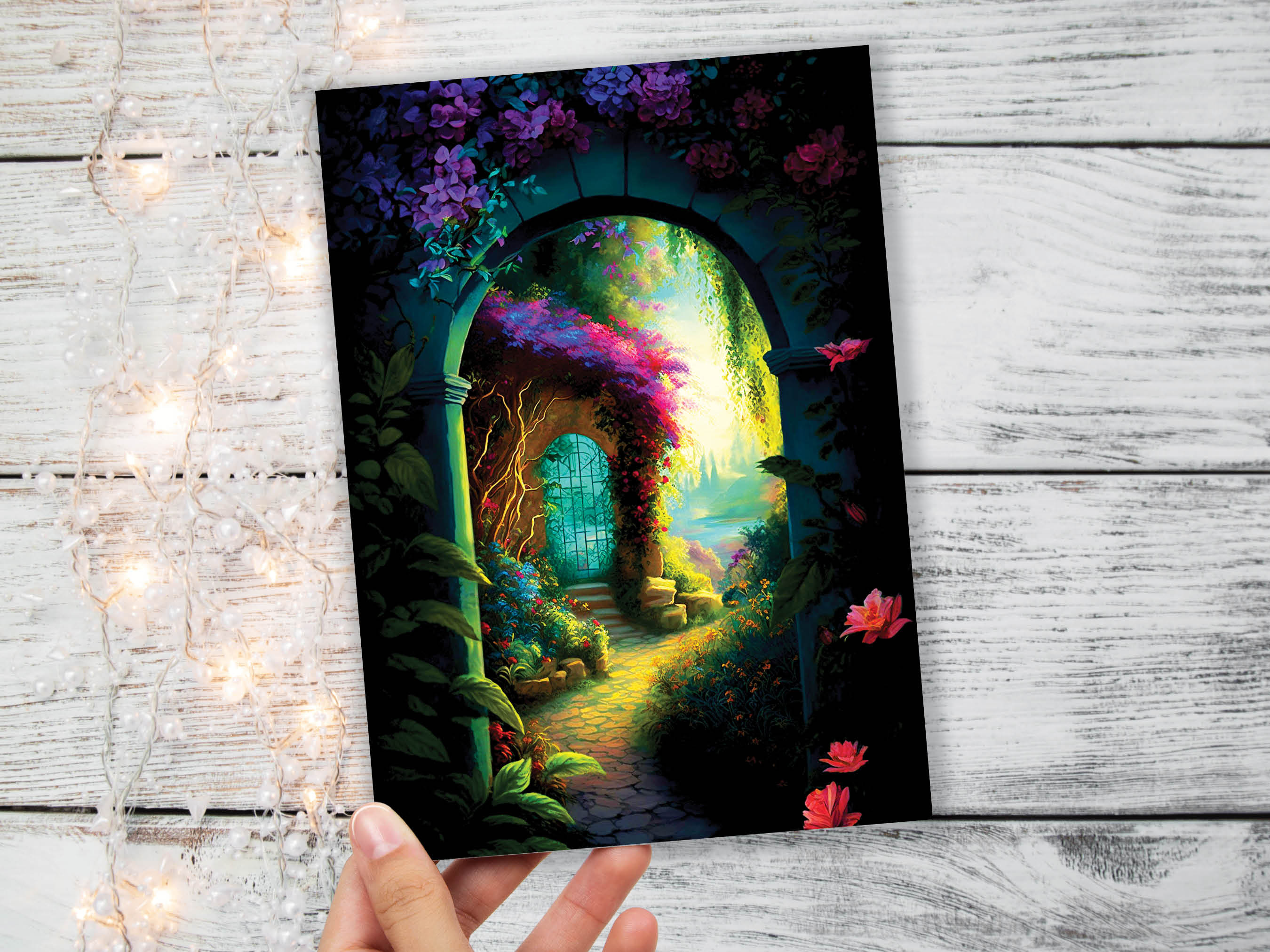 Summer Garden Thank You Cards Magical Mediterranean Path New Adventures Moving Retiring Leaving Emigrating Travelling Travel Greeting Card - View 4