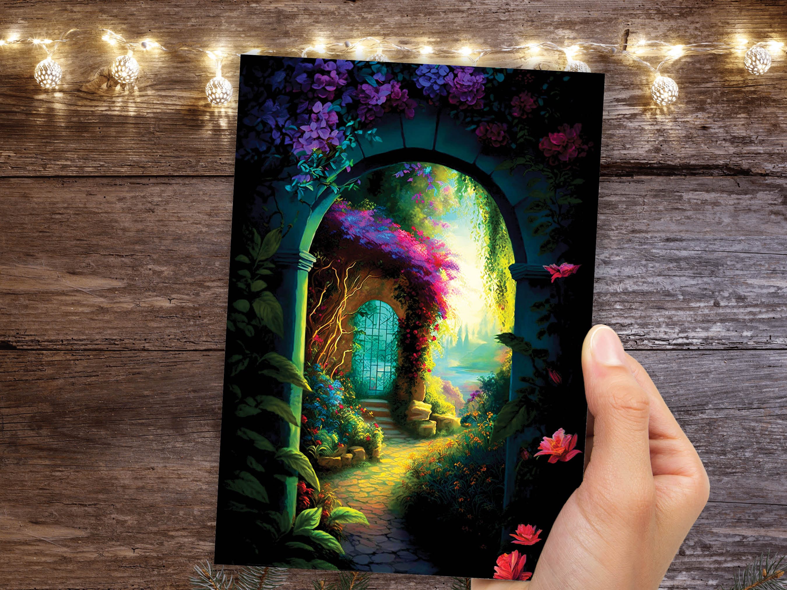 Summer Garden Thank You Cards Magical Mediterranean Path New Adventures Moving Retiring Leaving Emigrating Travelling Travel Greeting Card - View 9