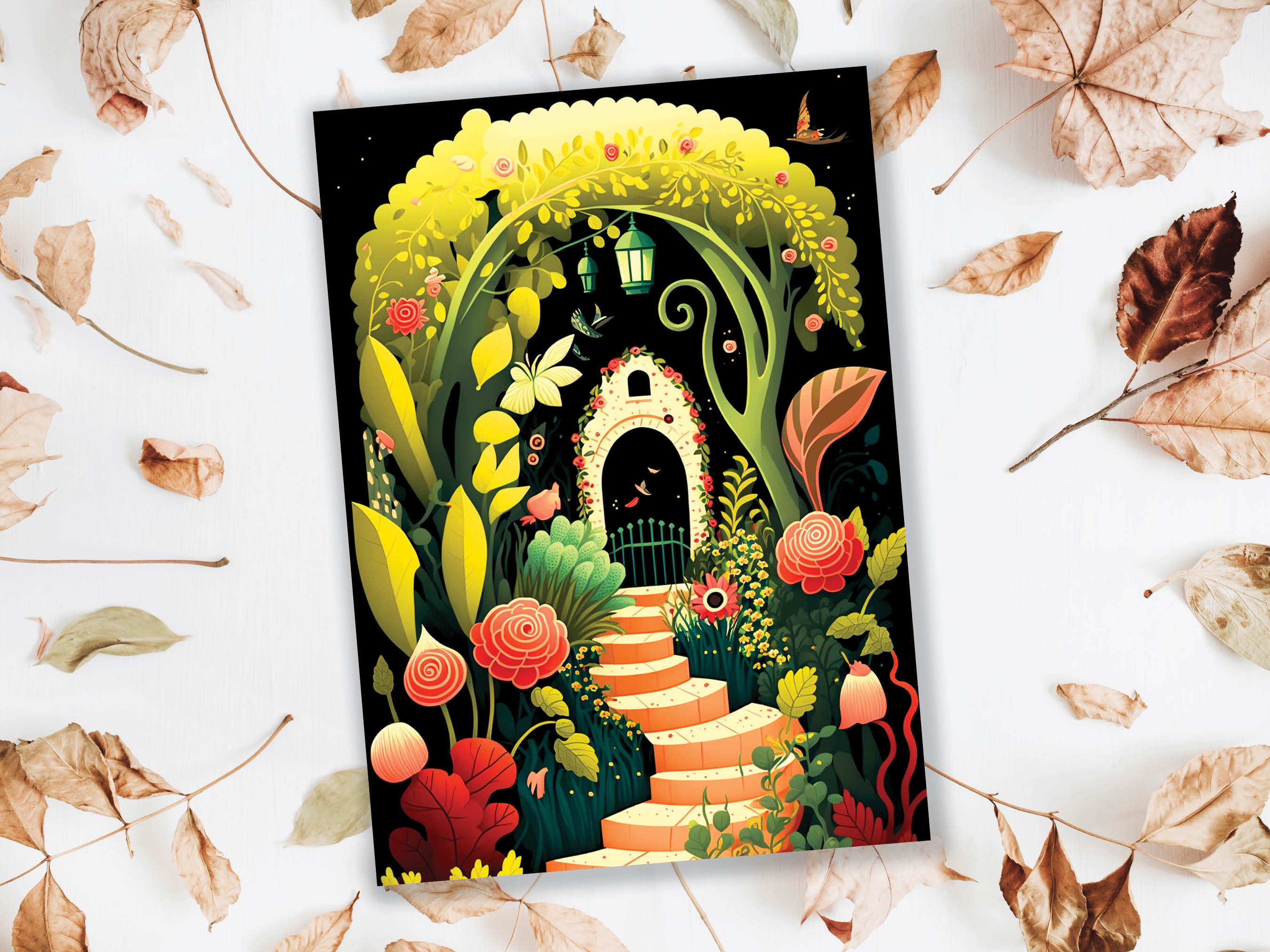 Whimsical Spring Garden Card Gardeners Gardening Allotment Illustration Floral Greeting Cards for Mothers Day Mom Mum BFF Birthday Thank You - View 6