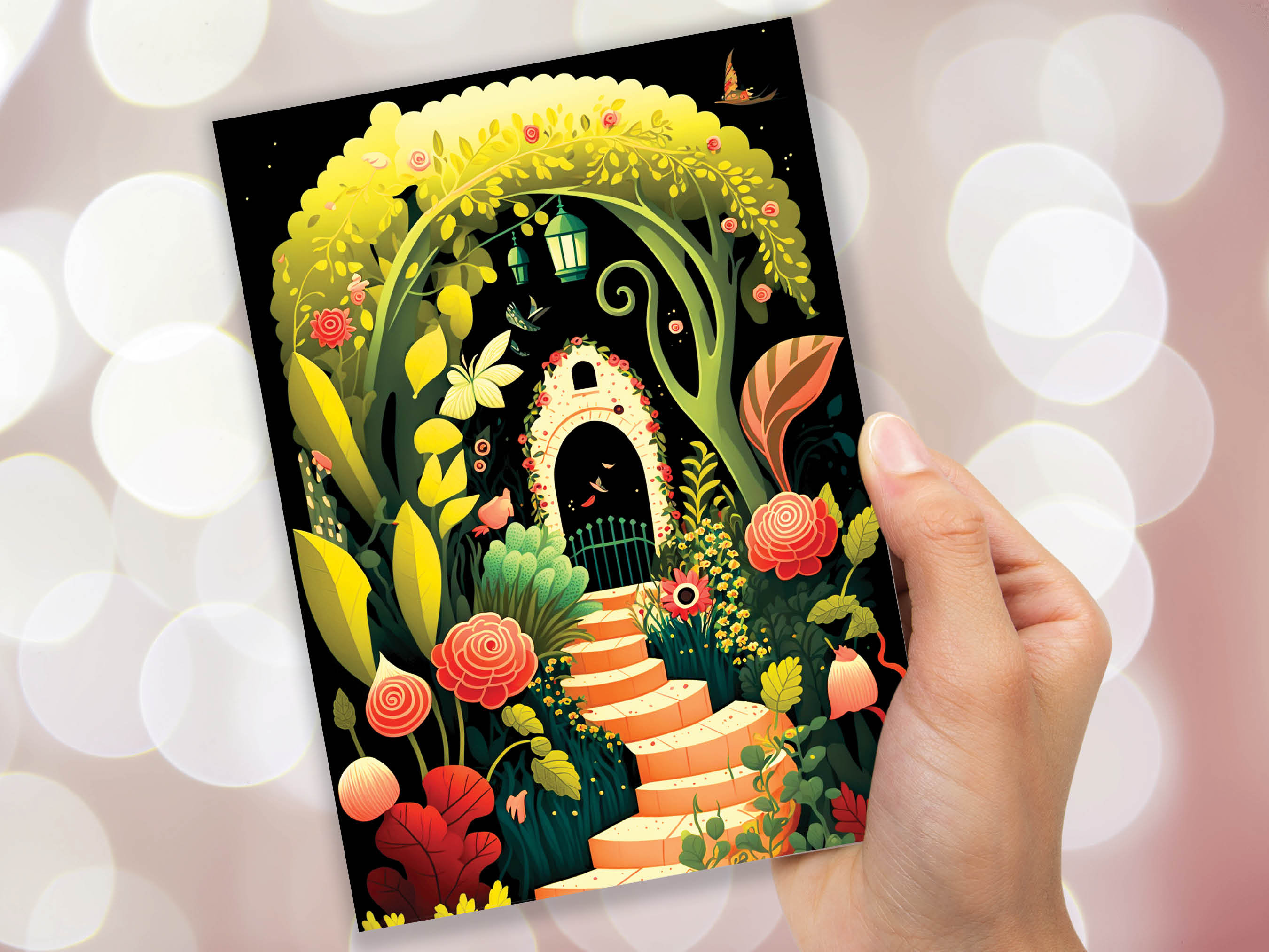 Whimsical Spring Garden Card Gardeners Gardening Allotment Illustration Floral Greeting Cards for Mothers Day Mom Mum BFF Birthday Thank You - View 7