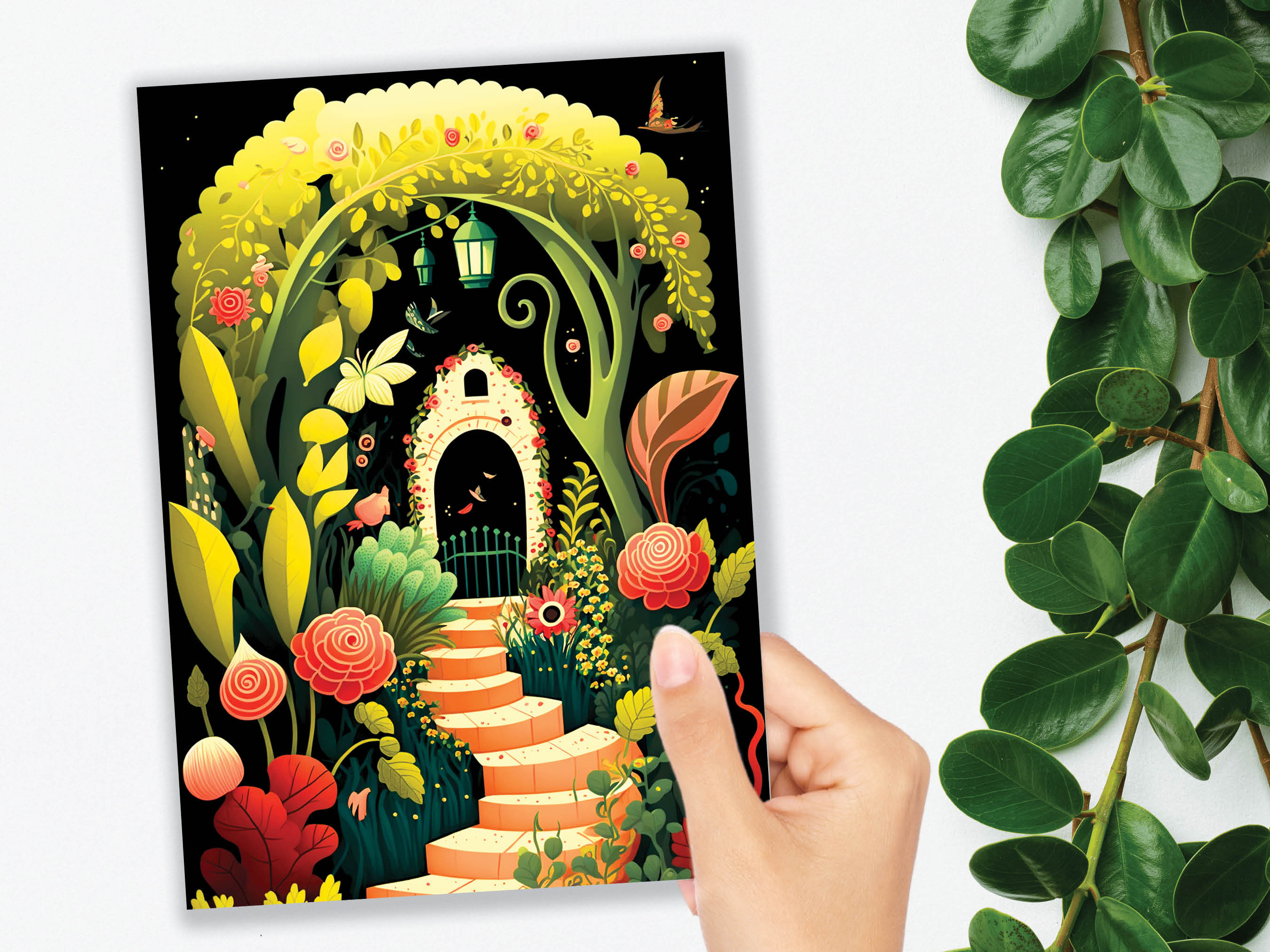 Whimsical Spring Garden Card Gardeners Gardening Allotment Illustration Floral Greeting Cards for Mothers Day Mom Mum BFF Birthday Thank You - View 9