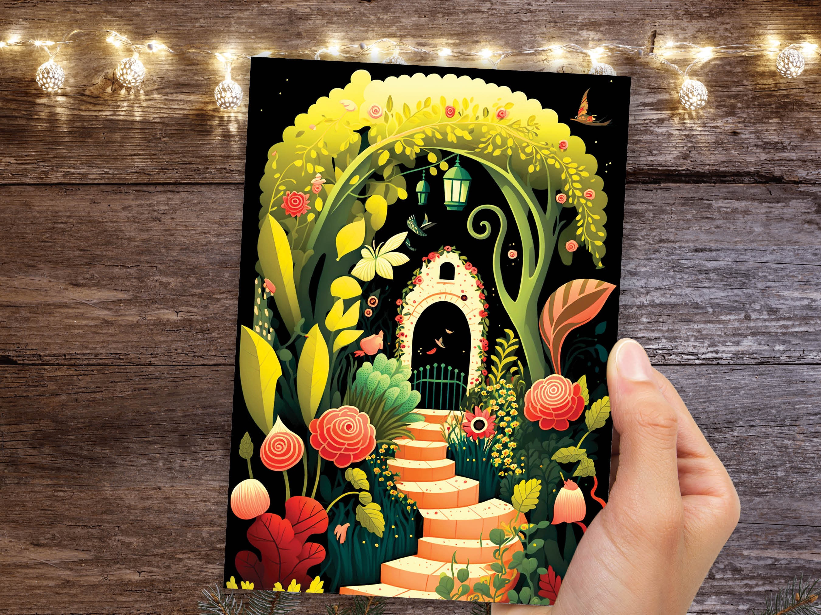 Whimsical Spring Garden Card Gardeners Gardening Allotment Illustration Floral Greeting Cards for Mothers Day Mom Mum BFF Birthday Thank You - View 8