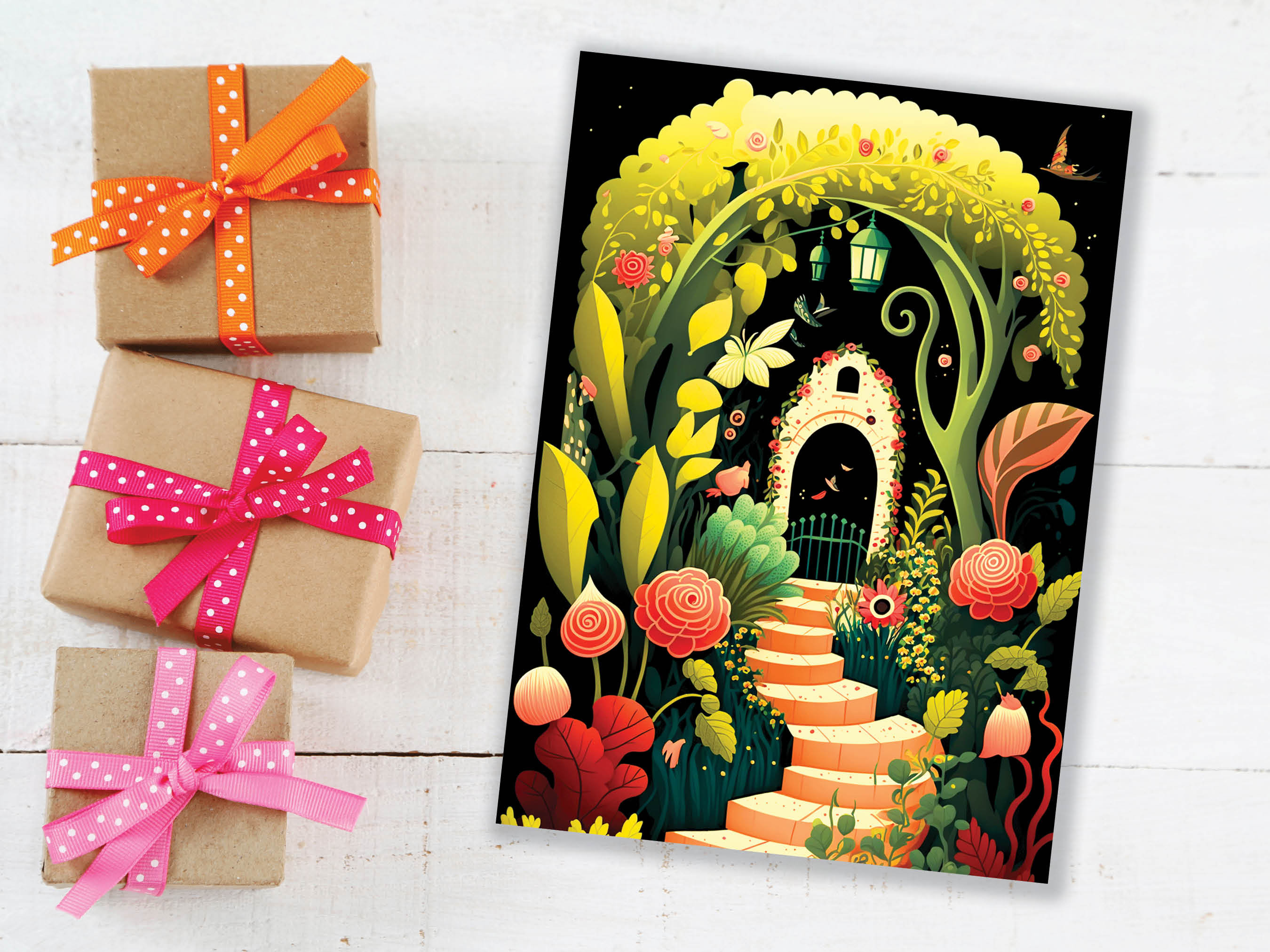 Whimsical Spring Garden Card Gardeners Gardening Allotment Illustration Floral Greeting Cards for Mothers Day Mom Mum BFF Birthday Thank You - View 5