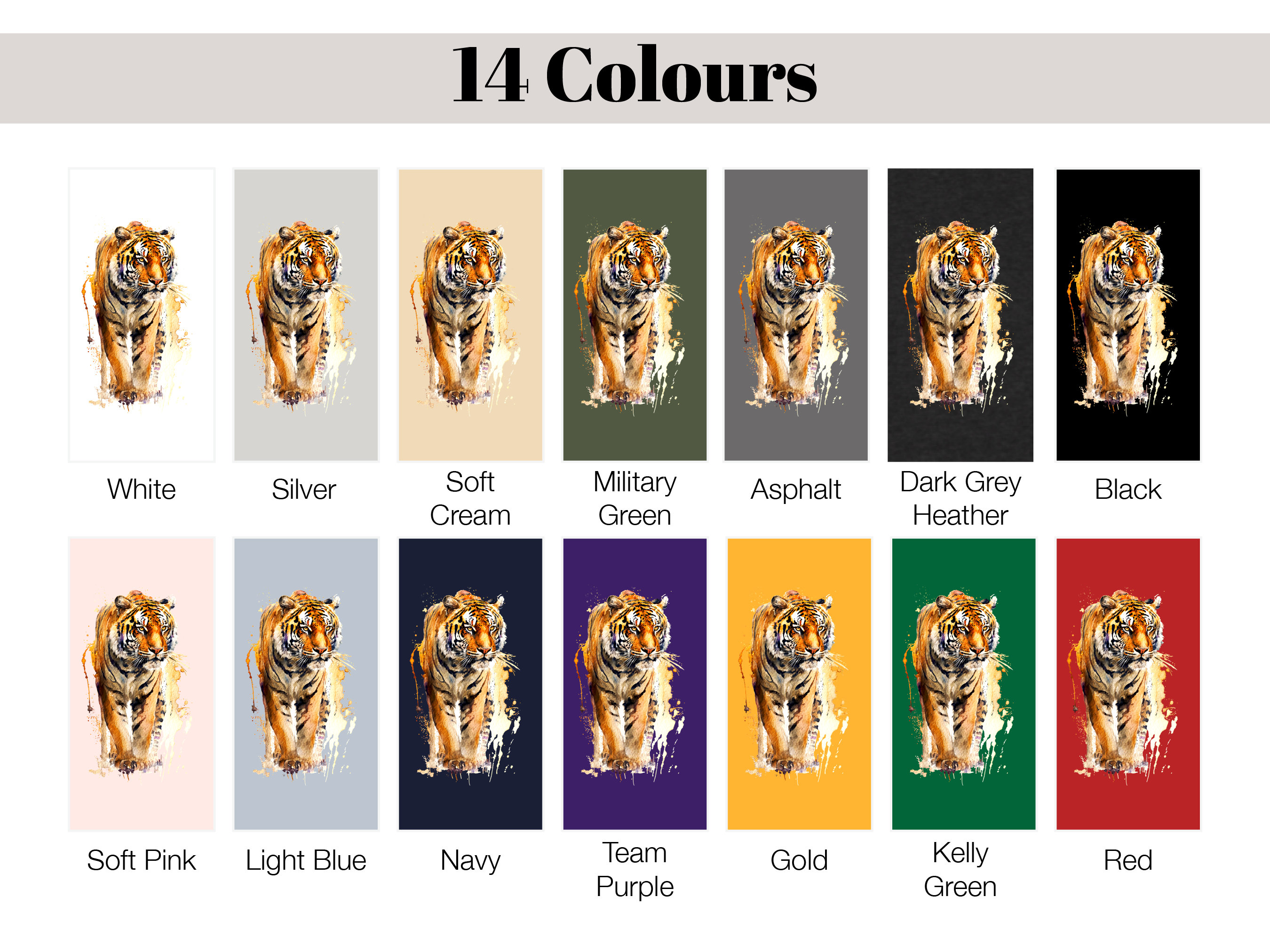 Watercolour Tiger T-Shirt Painting Majestic Wildlife Art Design Wild Animal Print Colourful Gift Artistic Powerful Messy Loose Fierce Strong - View 10