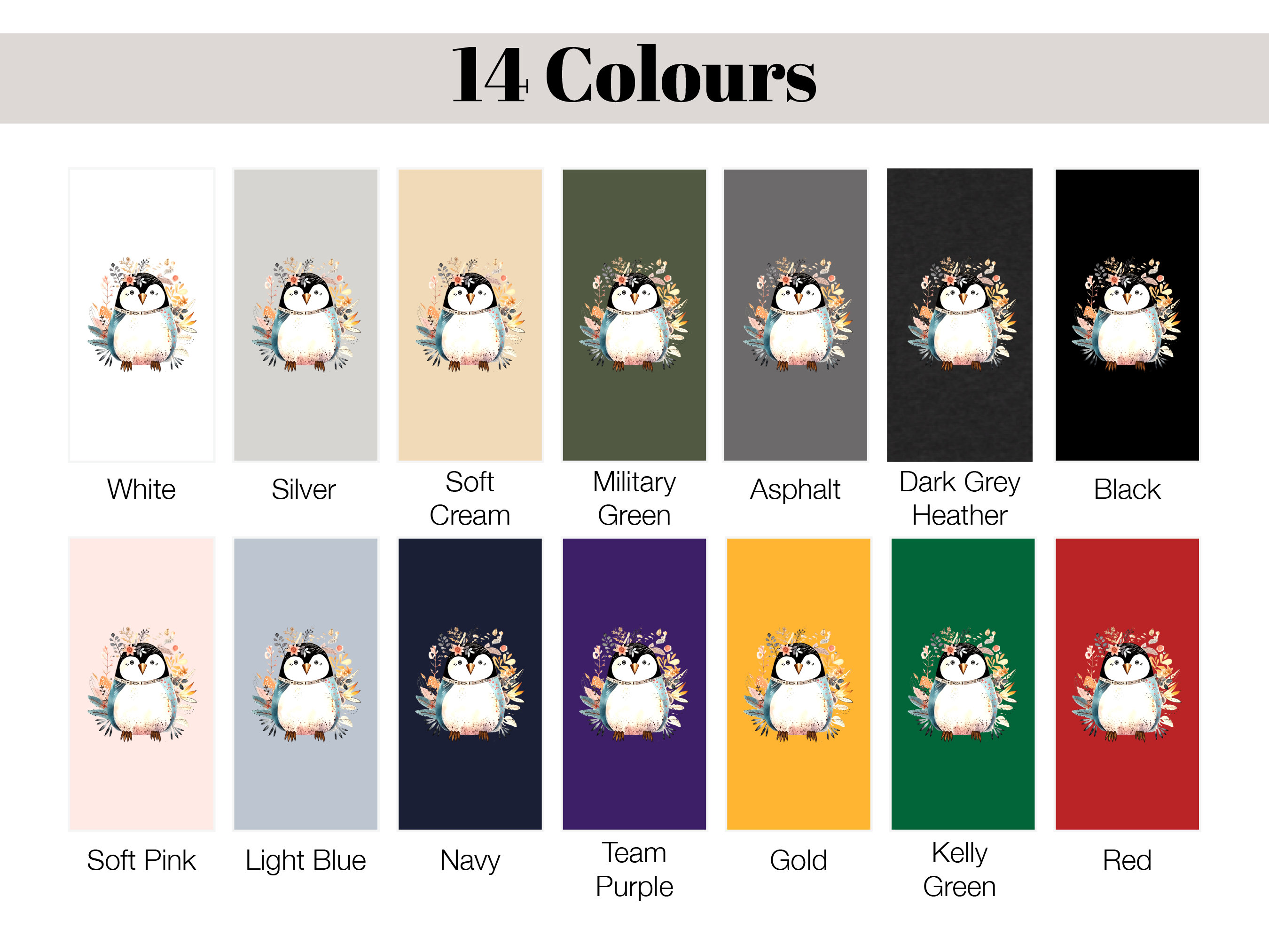 Penguin Shirt Floral Illustration Blue Pink T-shirt Penguin Lovers Gift Boho Nature Shirt for Her Cute Summer Winter Adorable Graphic Tee - View 9