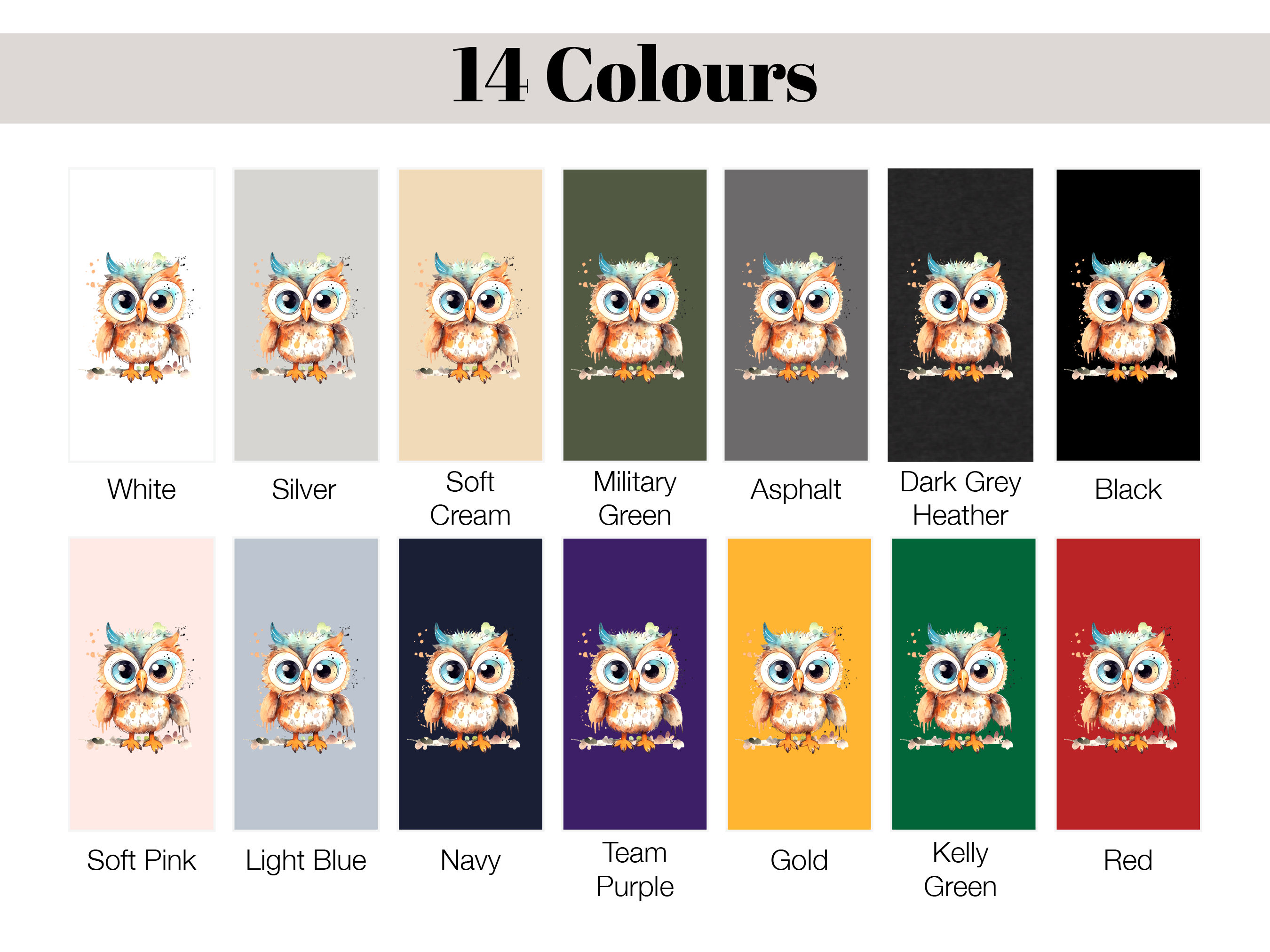 Fluffy Owl Shirt Cute Boho Watercolour Grunge Owl Tee Teal Orange T-Shirt Owl Lovers Gift for Bird Watching Teacher Friend Funny Ornithology - View 9