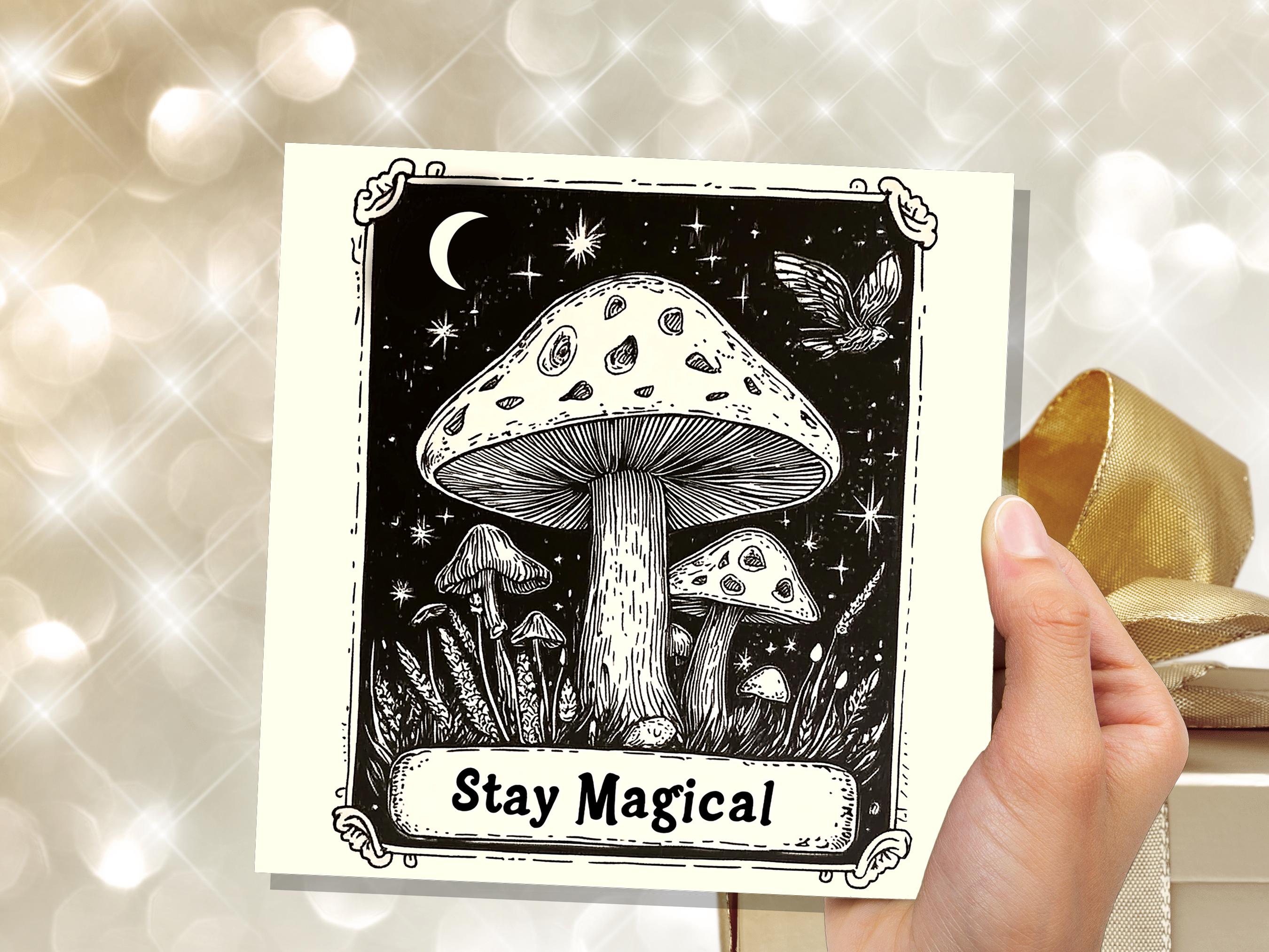 Stay Magical Mushroom Greeting Card Witchy Vibes Birthday Card For Nature Lovers Eco Mystical Night Sky Design Witchcore Tarot Style Art - View 6
