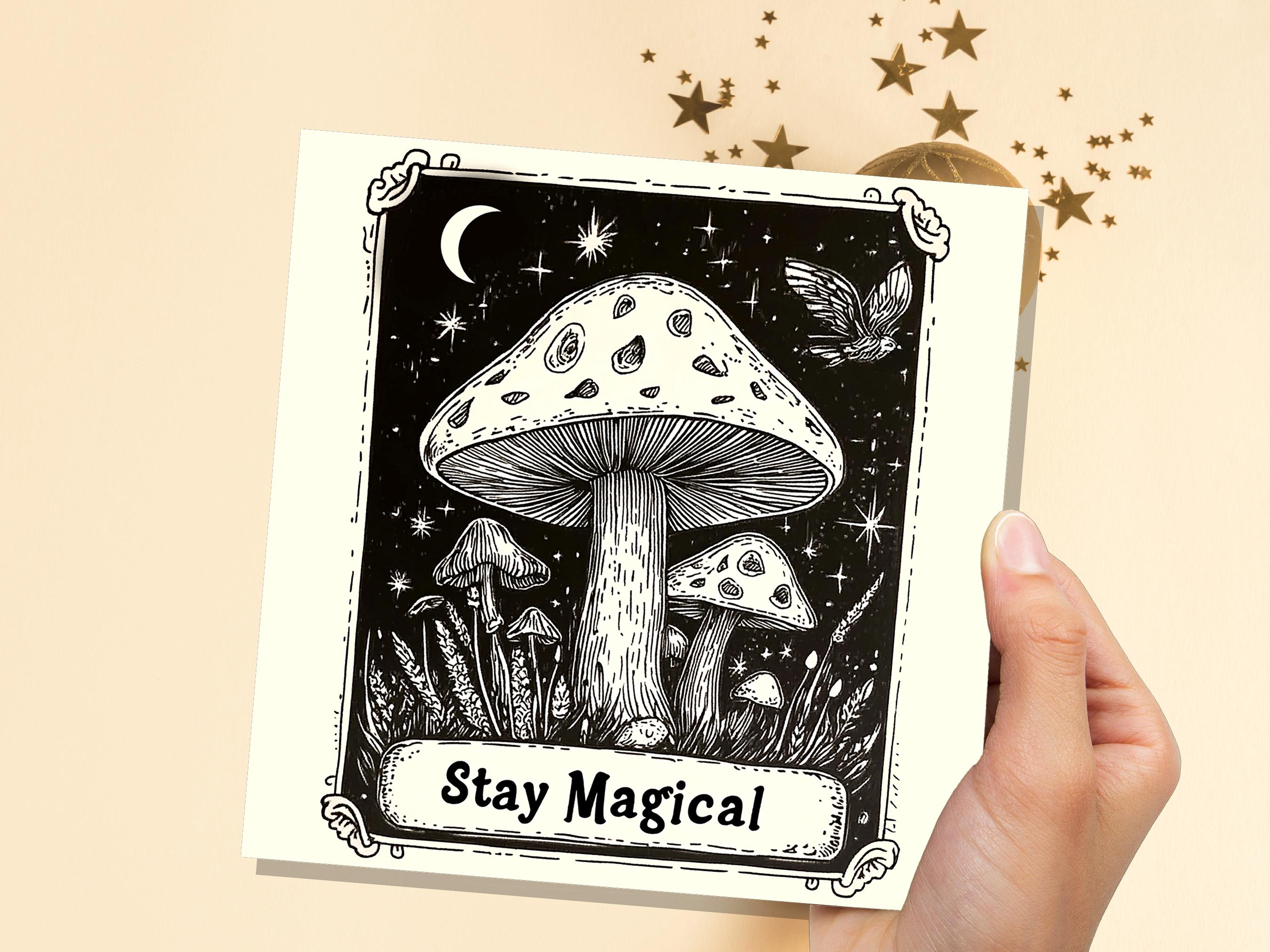Stay Magical Mushroom Greeting Card Witchy Vibes Birthday Card For Nature Lovers Eco Mystical Night Sky Design Witchcore Tarot Style Art - View 9