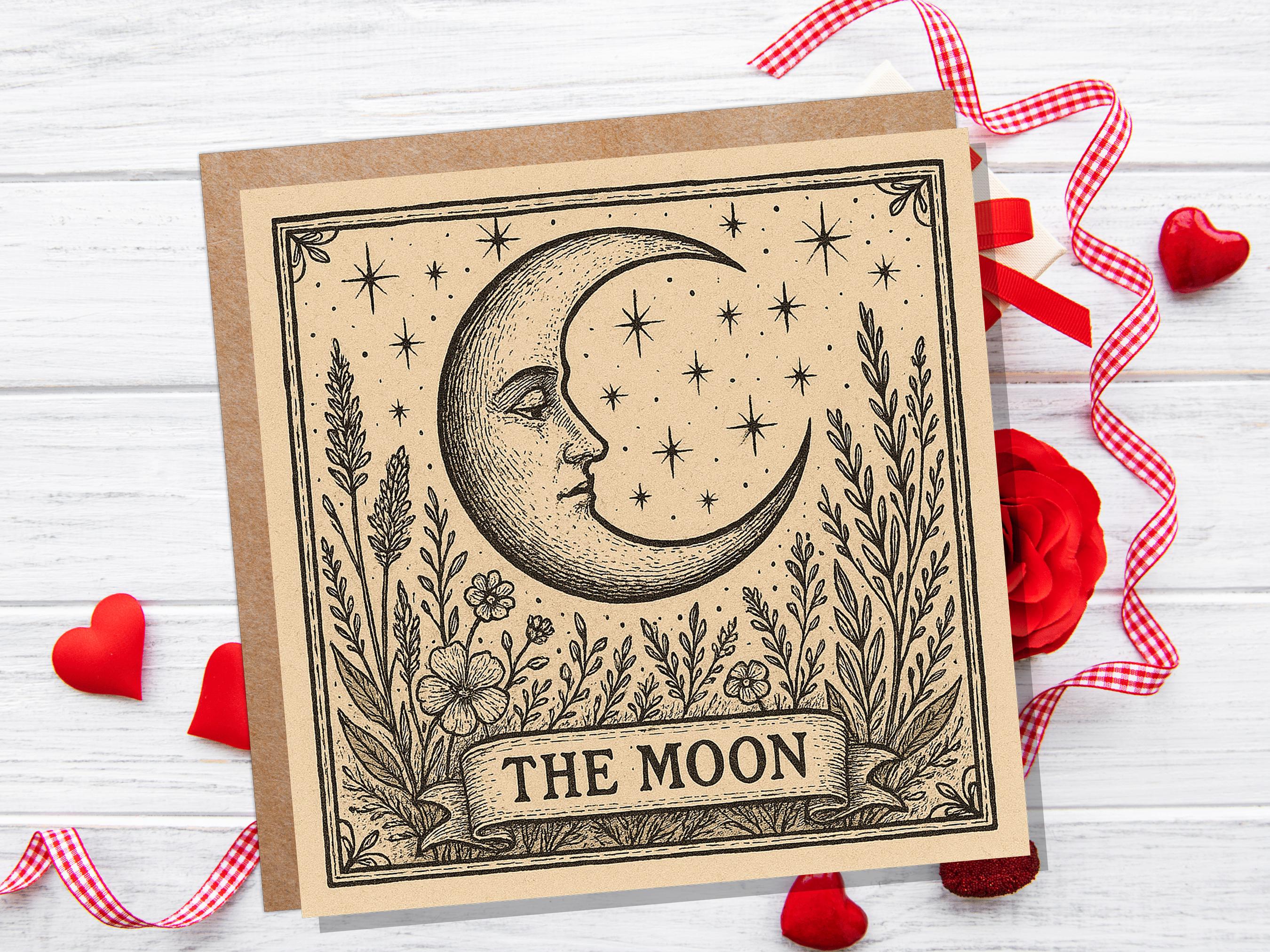 The Moon Tarot Greeting Card Print Celestial Pagan Spiritual Birthday Wishes Set Intentions For Witchy Friends Mystical New Age Magical Art - View 2