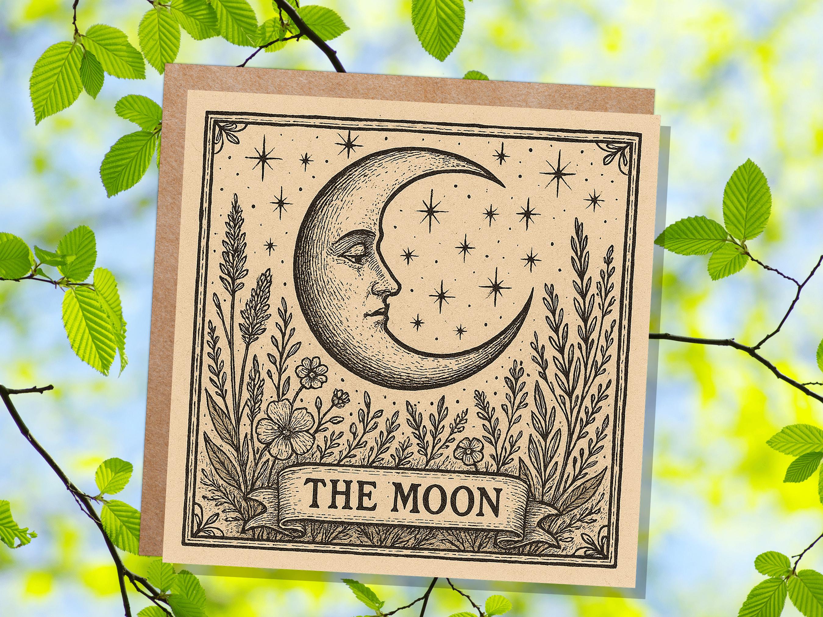 The Moon Tarot Greeting Card Print Celestial Pagan Spiritual Birthday Wishes Set Intentions For Witchy Friends Mystical New Age Magical Art - View 3