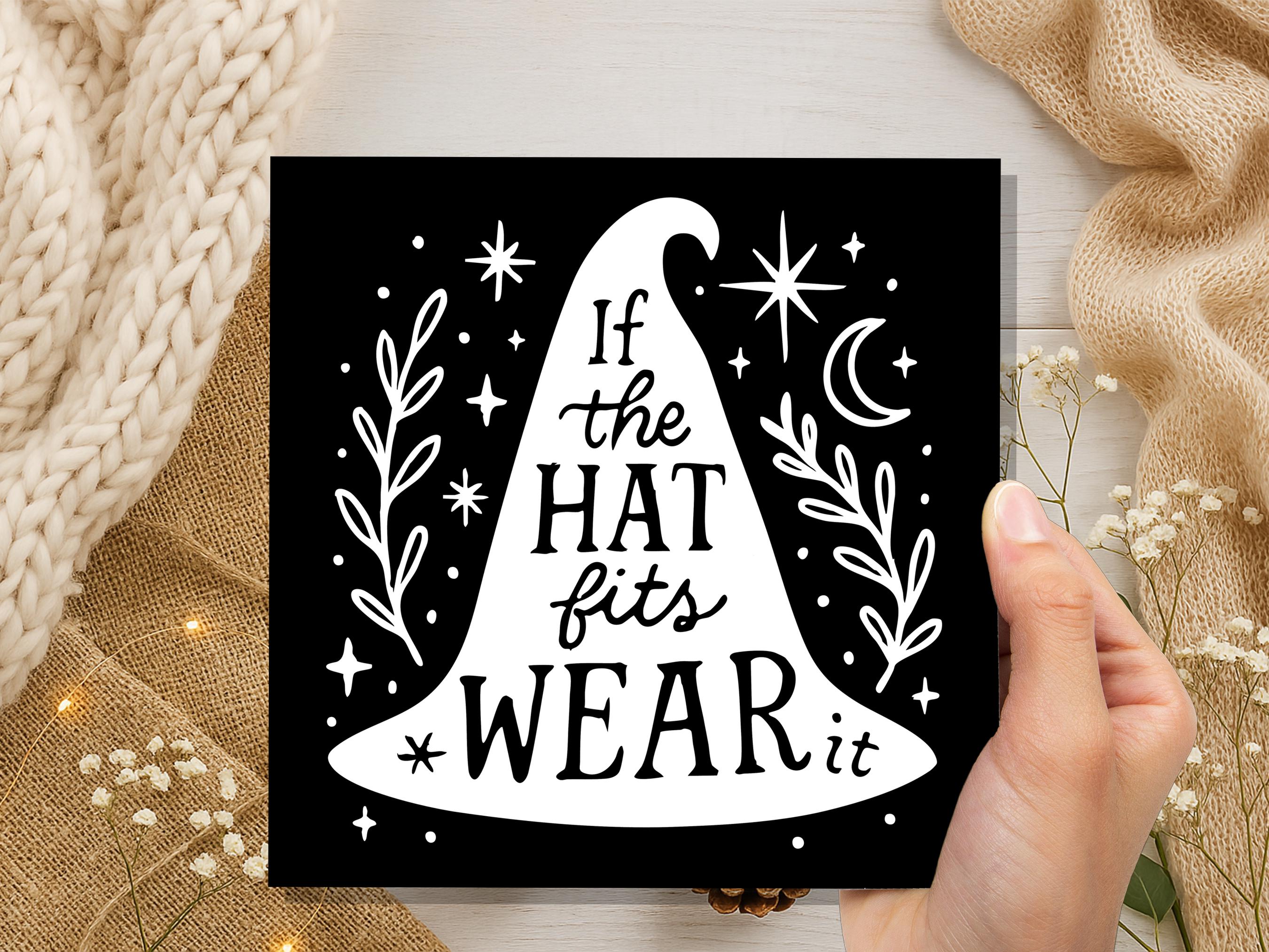 If The Hat Fits Wear It - Witchy Quote Greeting Card with Witch Hat Moon Stars Magical Spiritual Affirmation Gift for Her Pagan Best Friend - View 8