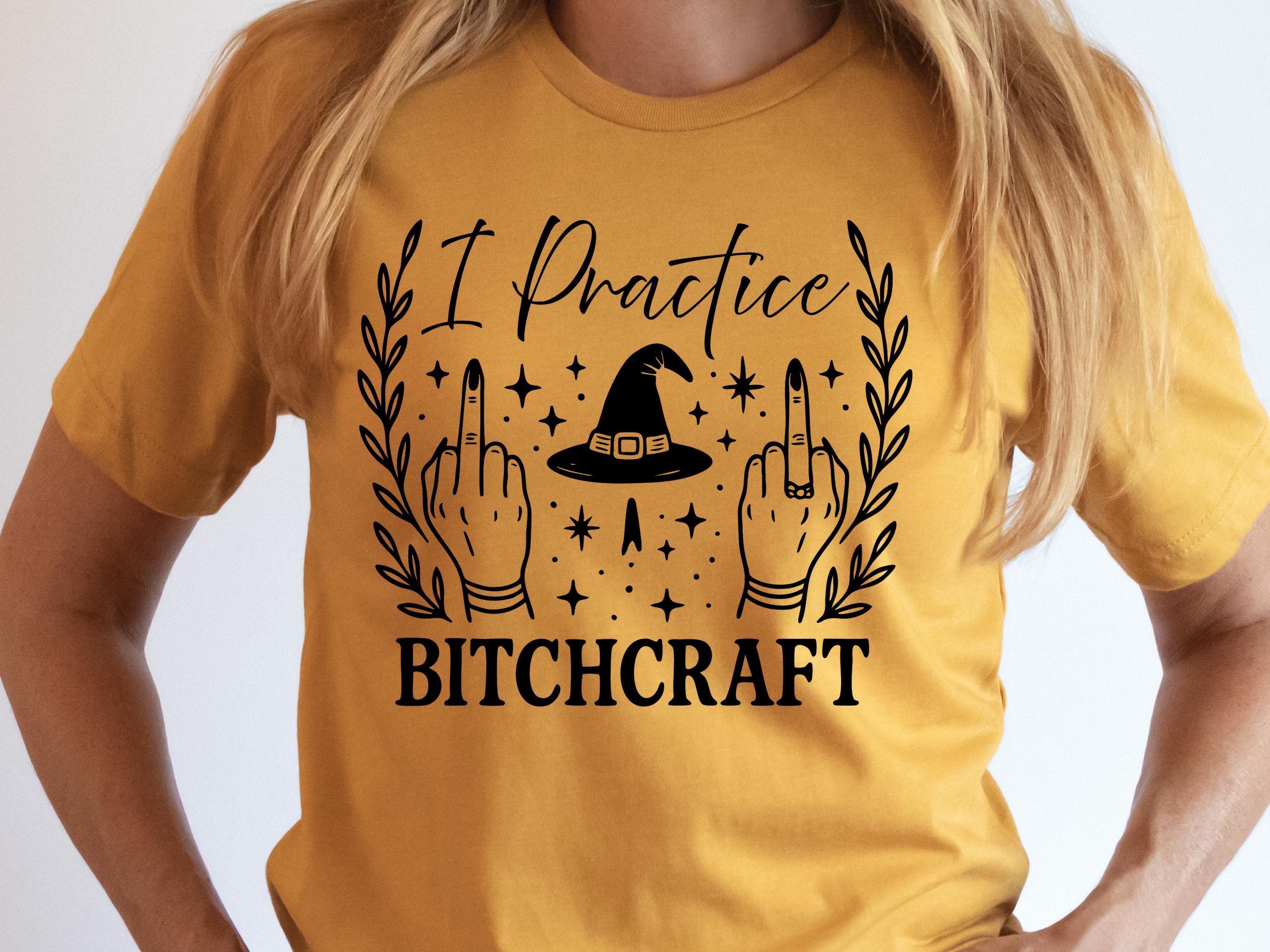 Bitchcraft Shirt | Sarcastic Witchy Tee | Middle Finger Occult Clothing | Funny Witch Hat | Sassy Goth Alt Apparel | Snarky Witchcraft Gift - View 7