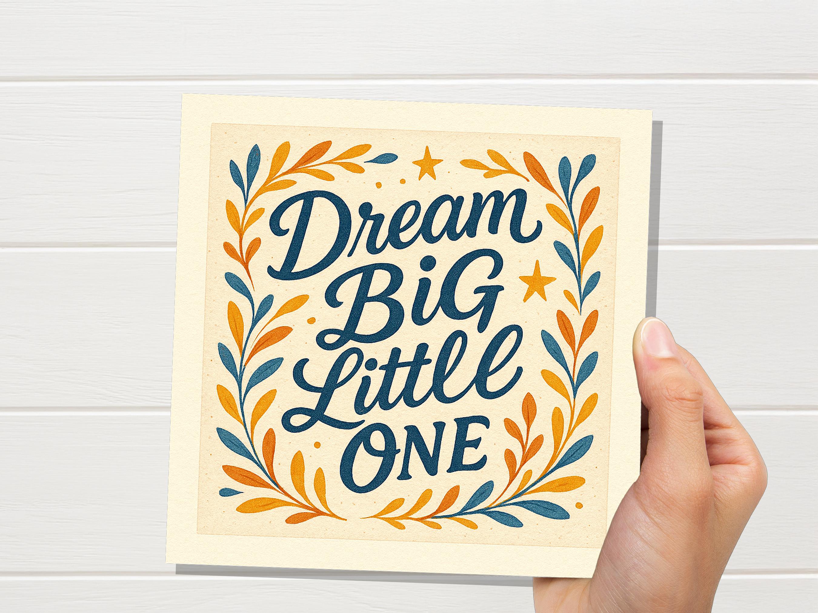 Dream Big Little One Card, Nursery Art Print, New Baby Gift, Encouragement Quote, Christening Keepsake, Kids Room Decor, Vintage Style UK - View 8
