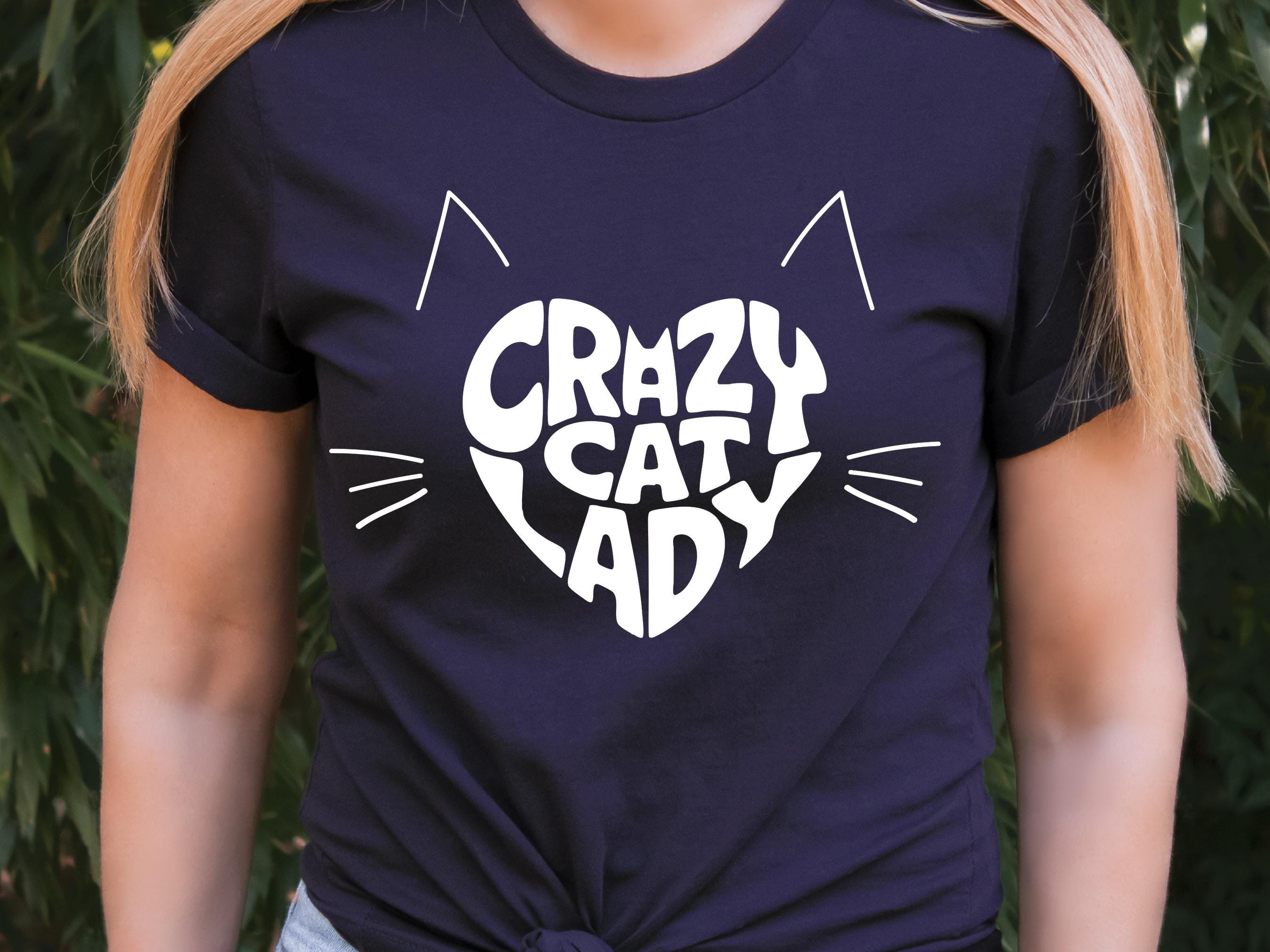 Crazy Cat Lady T-Shirt, Quirky Heart Cat Face Quote Shirt | Cat Obsessed Mum Tee, Cute Cat Lover Gift, Funny Cat Owner Top, Retro Lettering - View 7
