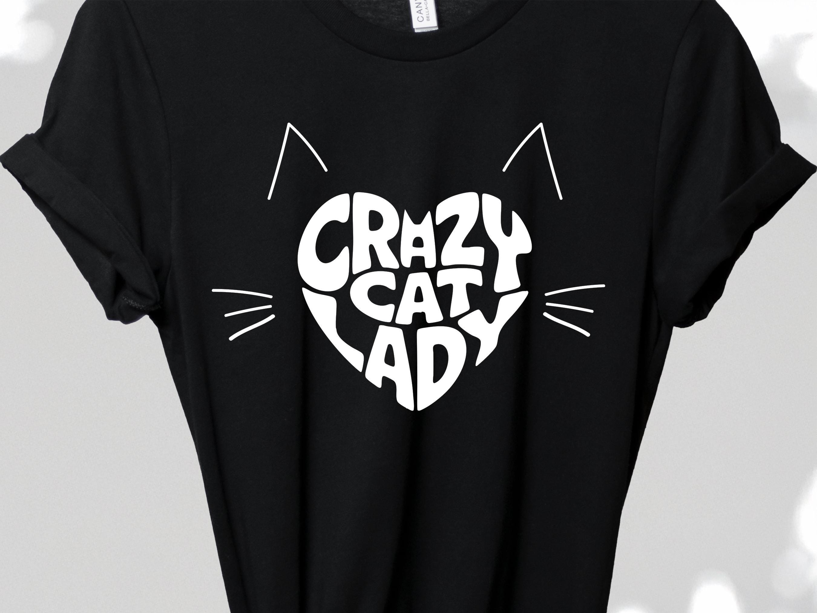 Crazy Cat Lady T-Shirt, Quirky Heart Cat Face Quote Shirt | Cat Obsessed Mum Tee, Cute Cat Lover Gift, Funny Cat Owner Top, Retro Lettering - View 8