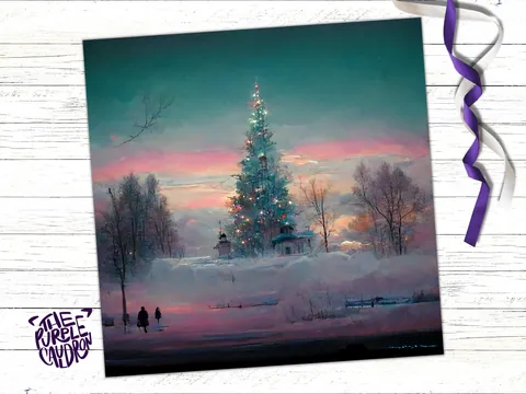 Pastel Christmas Card – Teal Twilight - View 7