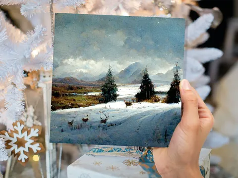 Scottish Deer Winter Landscape Card - View 6