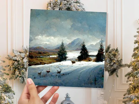 Scottish Deer Winter Landscape Card - View 4