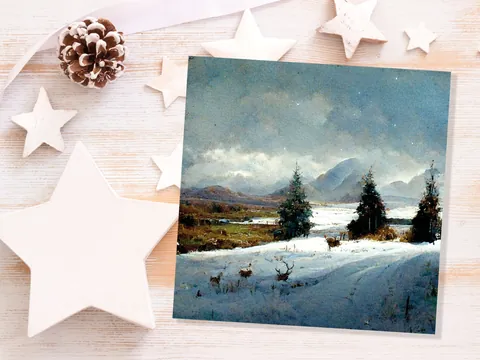 Scottish Deer Winter Landscape Card - View 7