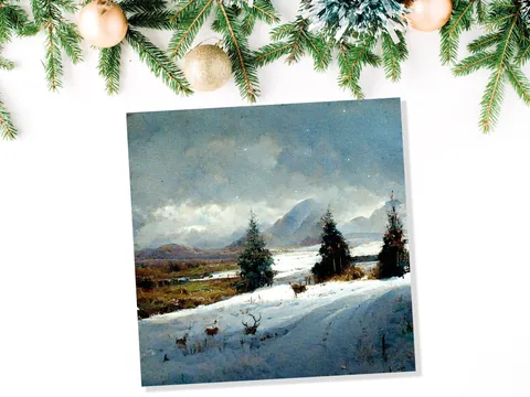 Scottish Deer Winter Landscape Card - View 5