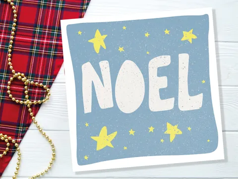Noel Christmas Card – Blue and Yellow - View 4