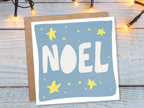 Noel Christmas Card – Blue and Yellow - View 6