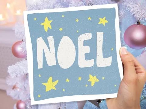 Noel Christmas Card – Blue and Yellow - View 8