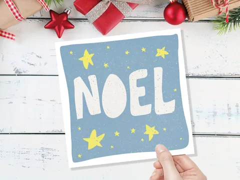 Noel Christmas Card – Blue and Yellow - View 9