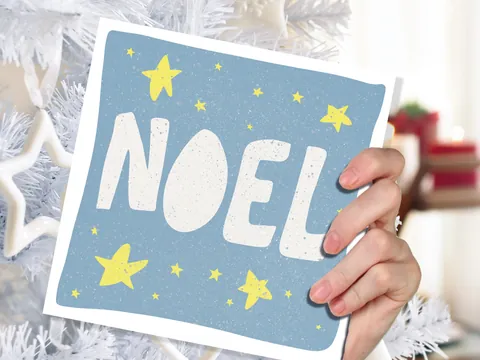 Noel Christmas Card – Blue and Yellow - View 7