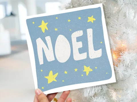 Noel Christmas Card – Blue and Yellow - View 10