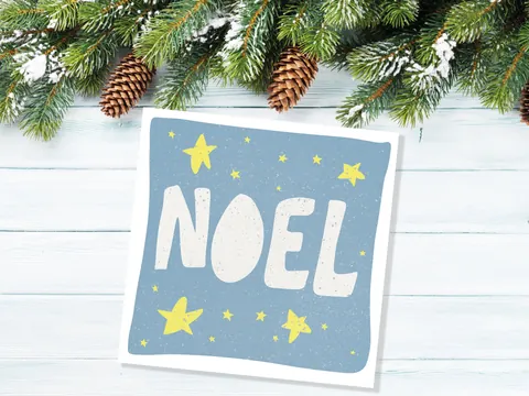 Noel Christmas Card – Blue and Yellow - View 5
