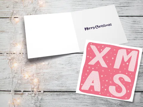 Pink Xmas Lettering Card - View 2