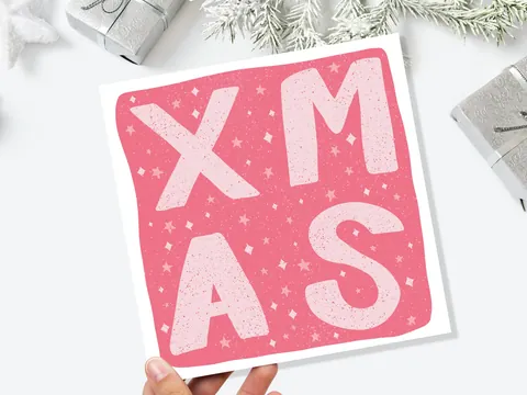 Pink Xmas Lettering Card - View 5
