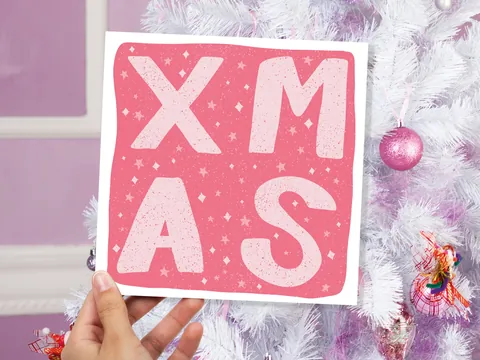 Pink Xmas Lettering Card
