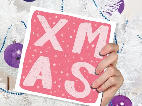 Pink Xmas Lettering Card - View 3