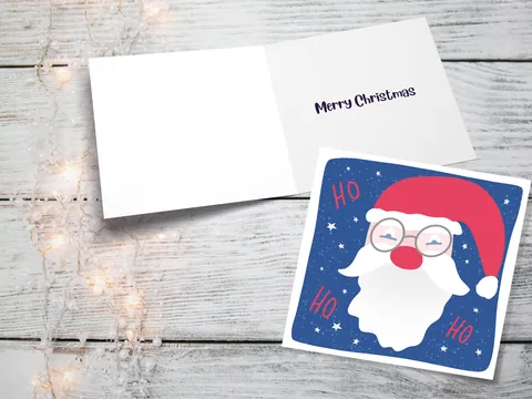 Father Christmas Card Santa Greetings Cards Simple Illustration Hand Drawn Ho Ho Ho Drawing for Friends and Family 1, 5  or 10 Pack Set Bulk - View 2