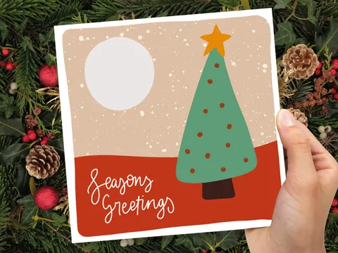 Christmas Tree Card – Orange and Green