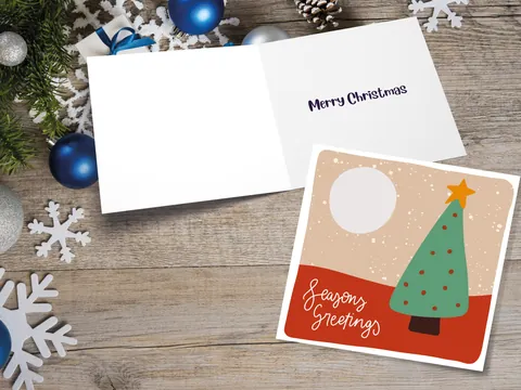 Christmas Tree Card – Orange and Green - View 2